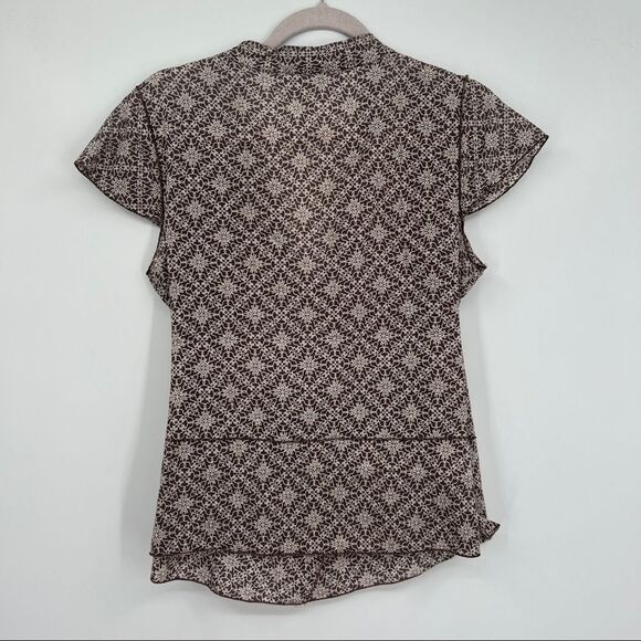 1990 wrap shirt peplum cotton print cap sleeve woman’s size large - Picture 8 of 11